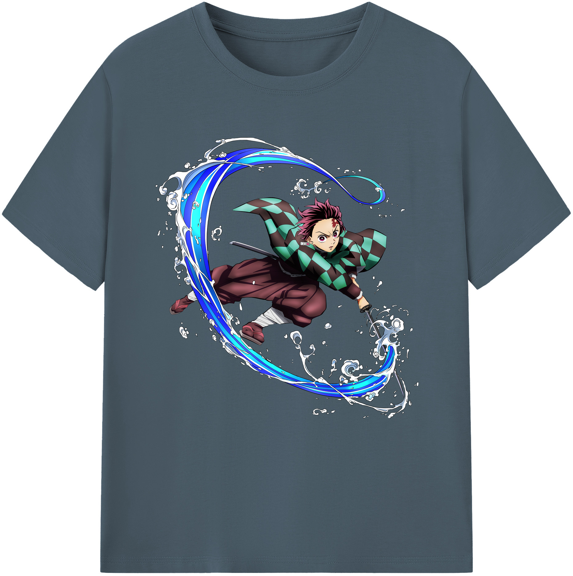 （画像用） 鬼滅の刃 竈門 炭治郎／かまど たんじろう Kamado Tanjirou 綿100％半袖Tシャツ（フロントプリント）